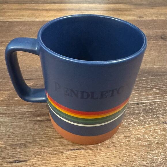 Pendleton Woolen Mills Blue Stoneware Coffee Mug 18oz Stripe National Parks READ - Picture 3 of 8